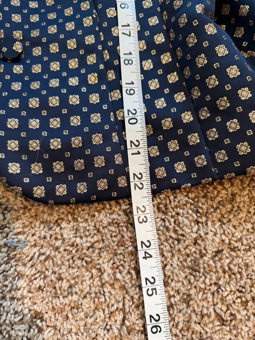 I. Magnin Vintage Navy Gold Brocade Maxi Dress Set Formal Wedding Guest M - Picture 12 of 12